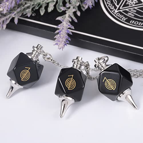TUMBEELLUWA Cho Ku Rei Symbol Crystal Pendulum for Dowsing Black
