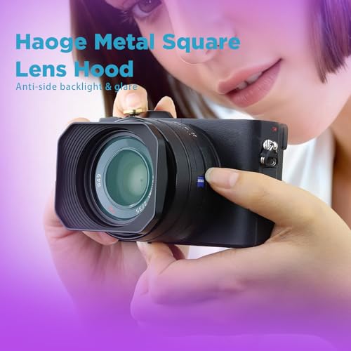 Haoge Metal Square Lens Hood for Sony RX1R3 M3 FE 40mm F2.5 G FE 50mm F2.5 G FE 24mm F2.8 G Lens Shade on Sony A7CII A7CR A7R4 Bayonet Mount LH-S245G-N