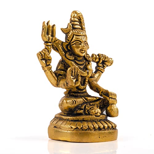 Brass Shiva Pooja Murti Idol Statue God Lord Spiritual Sculpture Indian Antique Statue Décor for Home Entrance Temple Puja Decoration Festivals Diwali and Gifting (Shiva)