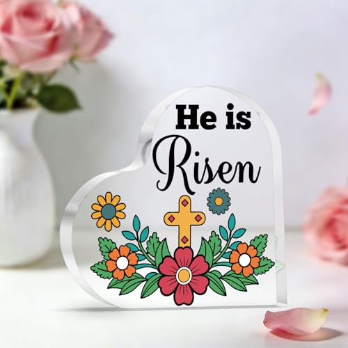 Christian Heart Shaped Acrylic Plaque for Women Christian Easter Gifts Home Office Desk Decor Religious Gifts for Women Daughter Friends Scripture Gift Acrylic Plaque Keepsake