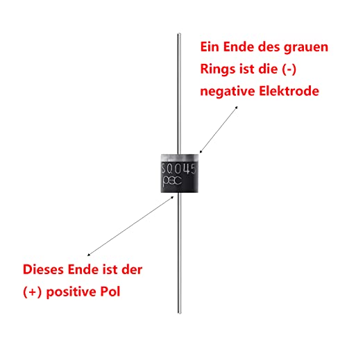 20 x Schottky Diode (30A 50V) Axial 15SQ045 for Solar Panel Parallel Reflow Protection Diodes, High-Voltage Diode, Rectifier for Electronic Components (15SQ045)