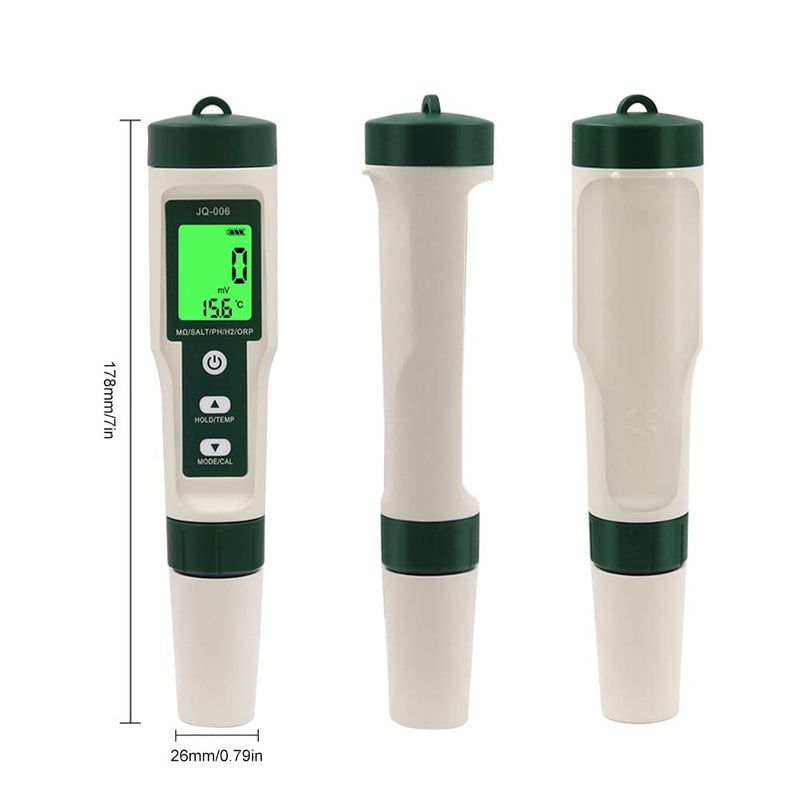 [Australia - AusPower] - 10 in 1 Water Quality Tester PH/TDS/Salt/SG/ORP/EC/Hydrogen/Resistivity/Temp/Nutrient Multifunction Testing Pen for Pool Aquarium Green 