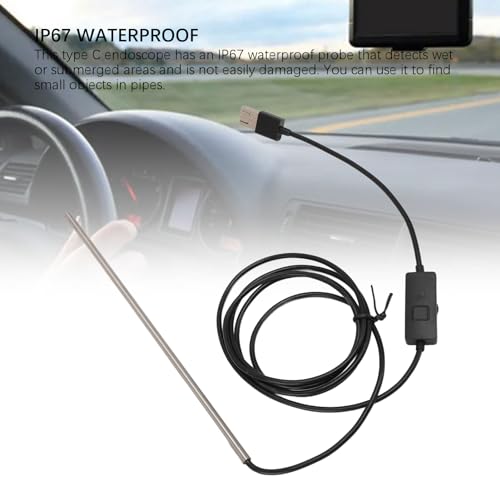 3-in-1 Industrial Endoscope, 1.5 m IP67 Waterproof Inspection Camera Type C Micro USB Endoscope with 6 LED Lights for Android Phone Tablet Device (5.0 mm) | Typ-C/Micro-USB-Schnittstelle zur Verwendung mit Android-Smartphones und -Tablets.