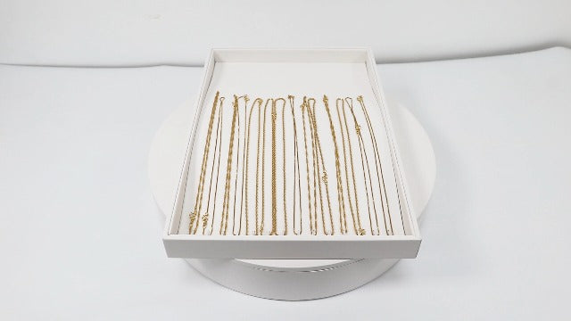 Polmart Stackable Necklace & Jewelry Organizer/Storage/Display Trays, White Leatherette (2-Pack) White Leather
