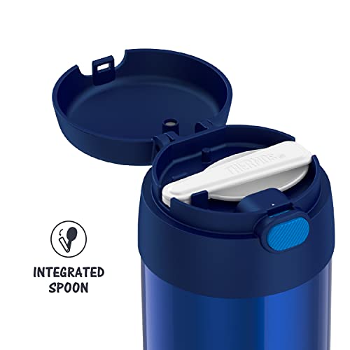 THERMOS FUNTAINER 10 Ounce Stainless Steel Vacuum Insulated Kids Food Jar Bundle with Folding Spoons, Navy and Purple
