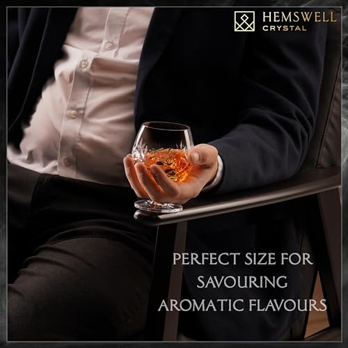 Brandy Snifter Single Cognac Glass - Small Brandy Snifters for Brandy or Whiskey - Cognac Balloon Glass Crystal 8.5oz - Glenrigg Design 1