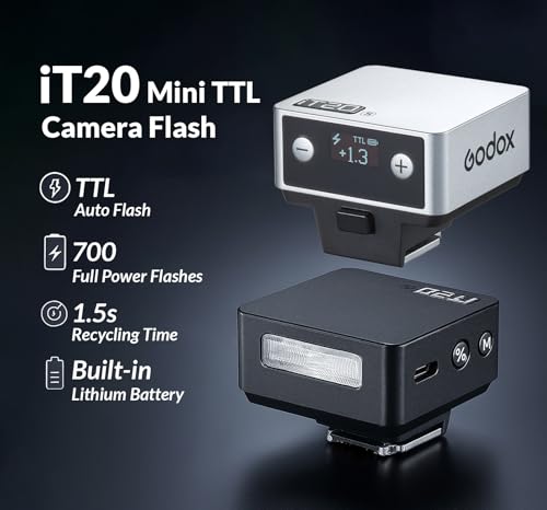 Godox iT20N Mini TTL Flash for Nikon Cameras, Compact On-Camera Flash Godox IT20N IT20 N Flash for Nikon