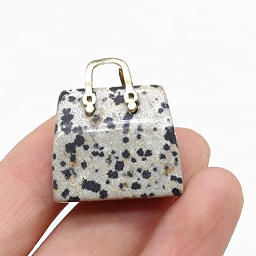 QSLLER 5pcs Handbag Model Statue Natural Stones Ornament Rose Quartz Amethyst Hand Carved Figurine Yoga Energy Healing Crystals Home Decor