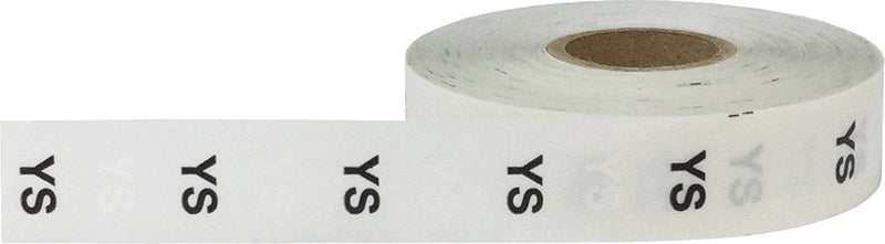 Clear YS Clothing Size Strip Stickers Modern Style, 3/4 x 6 Inch Adhesive Apparel Rack Labels, 200 Size Strip Stickers on a Roll for Retail Displays – Made in the USA