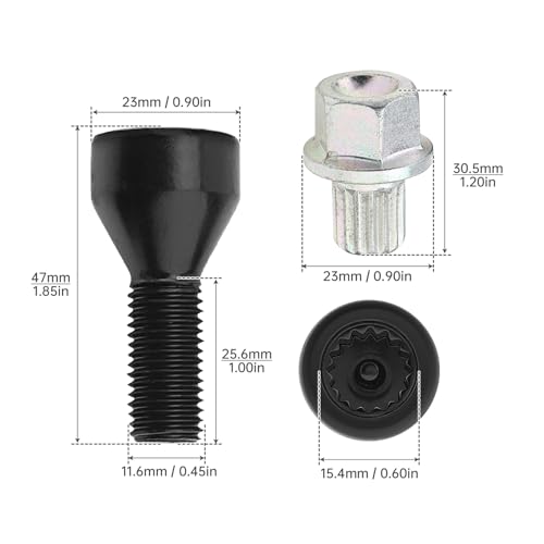 ePathChina black M12x1.5mm wheel lock lug nuts set with master key for BMW and Mini Cooper