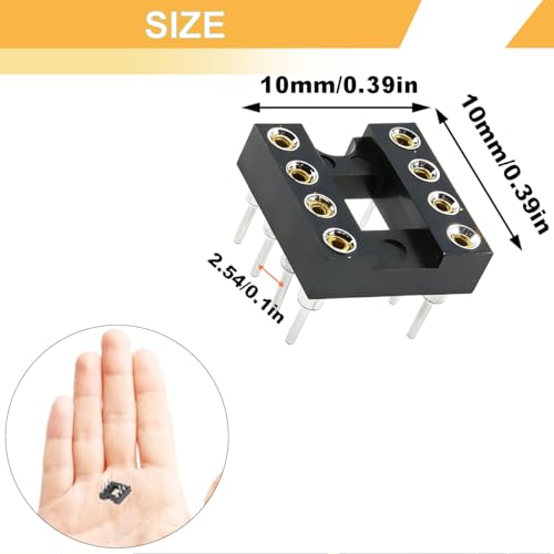 50pcs 8 Pin DIP IC Socket Round Shape 2.54mm Pitch 8 Pin IC Socket Adapter Round Holes PCB Soldering 7.6mm Pitch Shatterproof