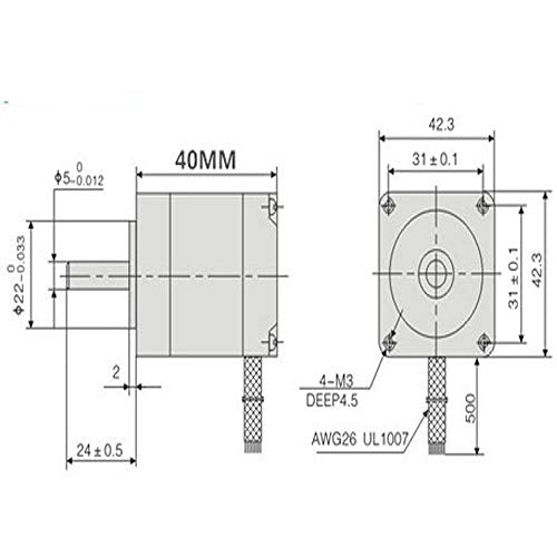 Stepper Motor, 17hs4401 17 Stepper Motor Bipolar 1.7A 1.8 Degree 0.45N.M 42x40mm 4 Wires W/1m Cable, 17 Stepper Motor Bipolar For 3D Printer Hobby/DIY CNC 500rpm