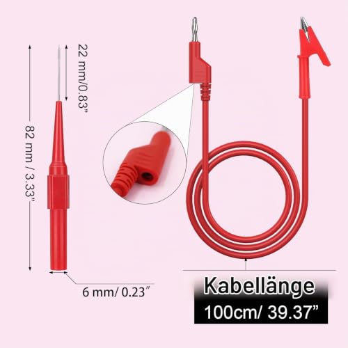 8pcs Multimeter Test Leads Set with 4mm Banana Plugs | 8 piece set includes 2 double banana plug cables, 2 alligator clip cables and 4 fine test probes in red/black
