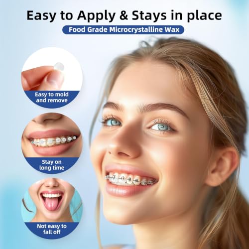 Orthodontic Wax Dots for Braces, 60 Count Single Pack, Braces Wax, Pre-Cut Dental Wax for Pain Relief, Food-Grade Microcrystalline Wax, Mint Flavor