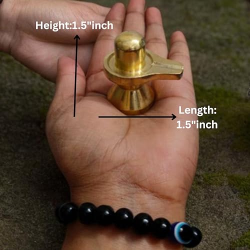 Brass Shivling Idol 1.5 Inch (100g) – Handcrafted Solid Brass Shiva Lingam for Home Temple, Puja & Vastu Protection | Sacred Mahadev Shivling Murti for Spiritual Decor, Meditation & Religious Gift