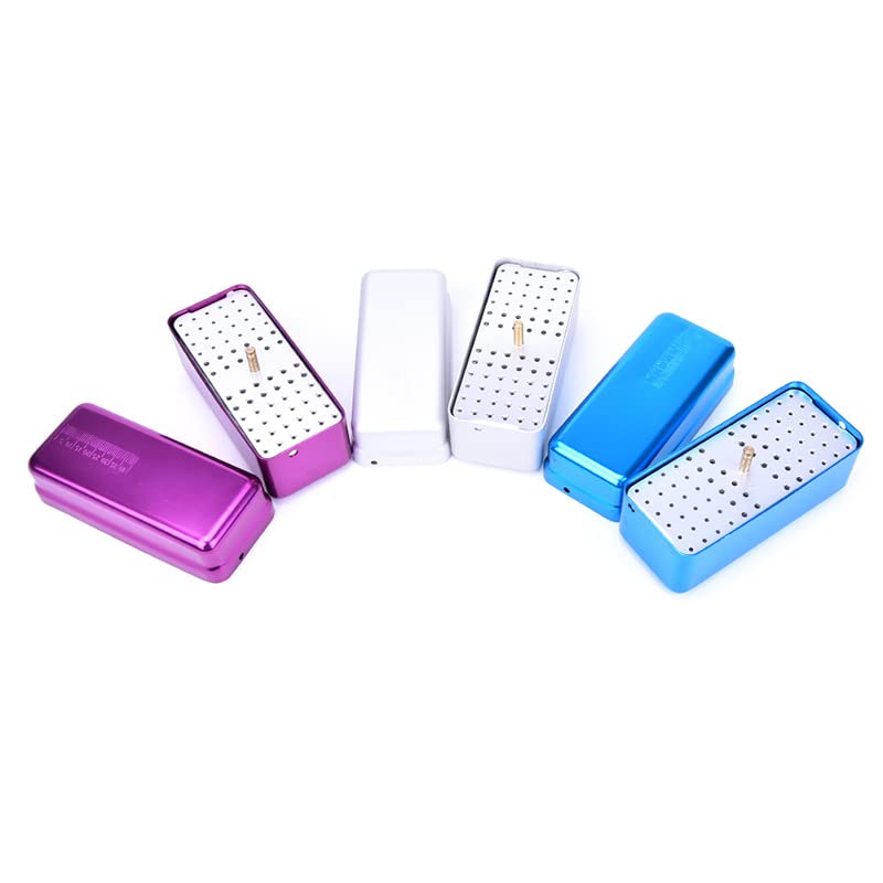 [Australia - AusPower] - 72 Holes Endo Files Aluminum Box Disinfection Sterilizing Storage Case Bur Holder Stand Organizer Box (Blue) Blue 
