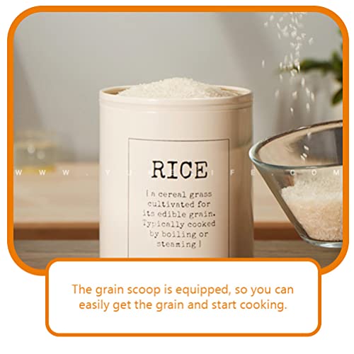 Luxshiny Rice Container with Scoop Airtight Grain Storage Bin for Rice Beans Flour Oatmeal and Sugar 8.66 X 5.90 X 5.90 in Kitchen Pantry Organizer