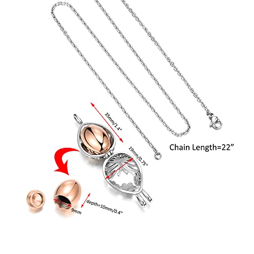 Jovivi Ashes Keepsake Urn Necklace Cremation Jewellery Women, Stainless Steel Memorial Hollow Butterfly and Flowers Teardrop Ash Hair Locket Pendant Chain,w/Funnel Kit