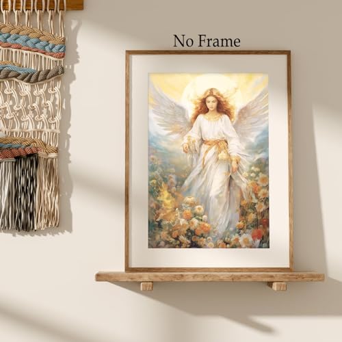 Angel Wings Canvas Wall Art - Flower Angel Biblical Wall Art Abstract Wildflower Aesthetic Posters for Room 16x24in No Frame B 24"L x 16"W