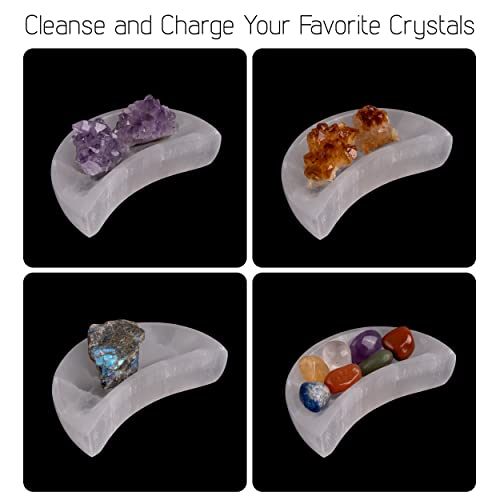Wish Well Selenite Bowl for Crystal Cleansing, 4" Moon Crystal Bowl