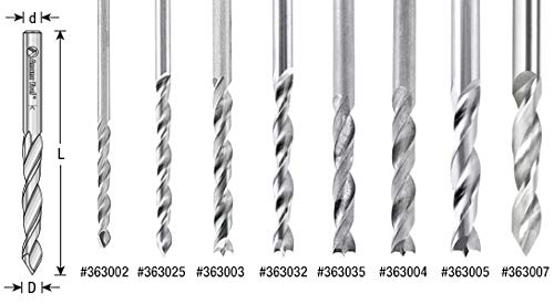 Amana Tool 363007 solid carbide boring drill bit, 5mm diameter, 55mm long, 5mm shank