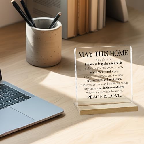 Housewarming Gifts for Women Decor Sign, May This Home Religious Acrylic Plaque