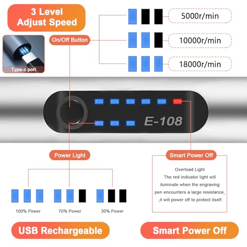 60PCS Electric Engraving Tool Kit, USB Cordless Rechargeable