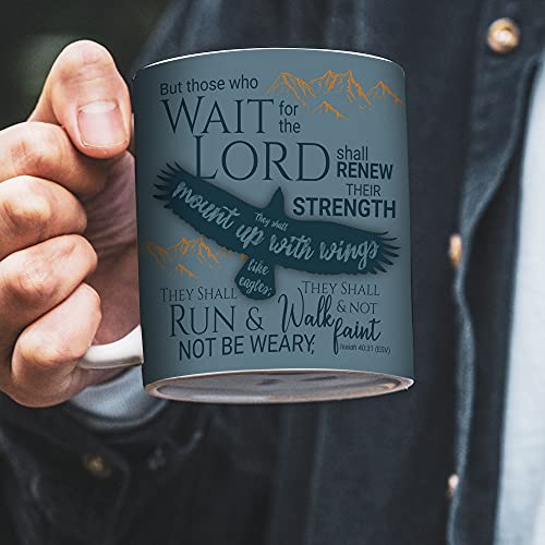 Christian Mug with Gift Box, Eagles Wings, Bible Verse Isaiah 40:31