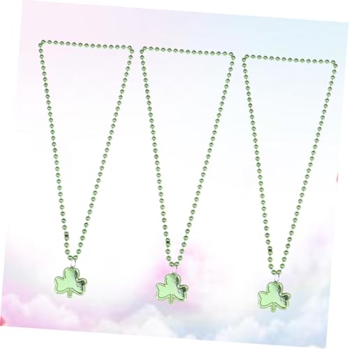 Abaodam 3pcs Lucky Leaf Necklace Beautiful Fashionable Necklace Bead Pendant for Festival St Patrick's Day Parade Green Beads and Four Leaf Leaflet Design