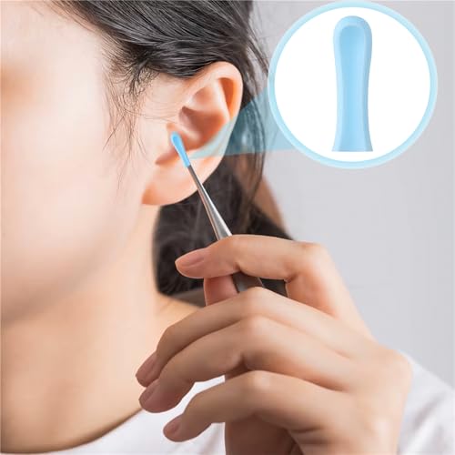 Pack of 30 Silicone Ear Cleaner Head for Earwax Remover, Silicone Ear Spoon Replacement Tips, Replacement Tips for Ear Suckers, Earwax Sucker Ear Cleaner Accessories (Blue)