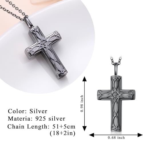 DAOCHONG Celtic Cross Urn Necklace for Ashes Infinity Knot Memorial Jewelry Celtic Cross Urn Necklaces