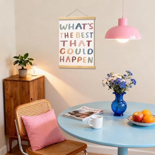 YUISLE What's the Best That Could Happen Sign Poster Framed, Boho Inspirational Motivational Wall Art Decor for Office, Bedroom, Therapy Room Classroom, 12x16 Inch-A11