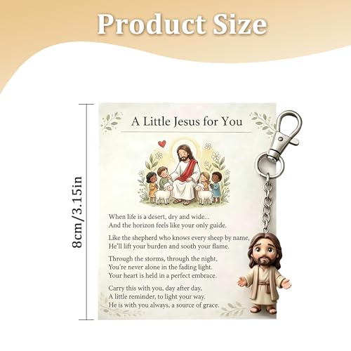 A Little Jesus for You Keychain with Pocket Hug Card, 3D A Little Jesus for You Keyring with Sentiment Card, Inspirational Religious Gift for Women, Men, Friends, and Family