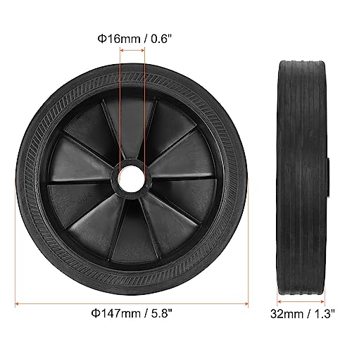 PATIKIL 5.8" Air Compressor Wheels, Universal Air Compressor Wheel Replacement Part with Screw & Nut with 0.6" Dia. Hole for Easy Mobility