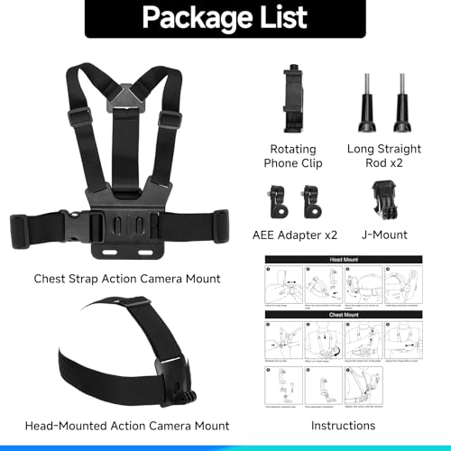 Phone Chest & Head Mount Kit, Action Camera Holder for GoPro, DJI, Insta360