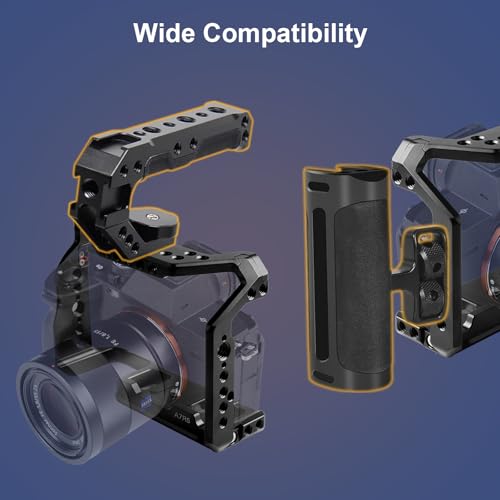 ILCE-7RM5/A7RM5/Alpha A7R V/A7R5 Camera Cage,ILCE-7M5/Alpha 7 V/A7M5 Cage with Cold Shoe Mount for ARCA and Compatible with ARRI 3/8”Interface and for Filmmaking or Vlog