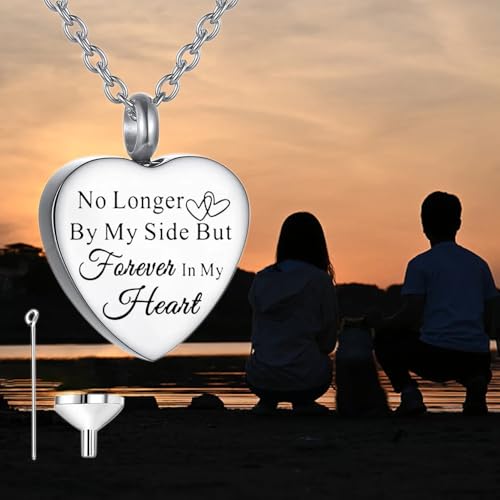 No Longer By My Side But Forever In My Heart Cremation Urn Necklace Pendant Ashes Memorial Locket Keepsake in Stainless Steel Gift For Mum Dad Sister Brother Grandma Grandpa
