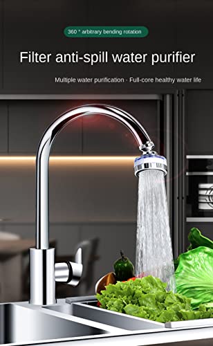 Water Filter Tap Water Treatment Drinking Water with 6 Pieces PP Cotton Filter Element 360° Rotatable 1 Water Filter Faucet with 6 filter elements