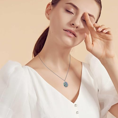 YAFEINI Sterling Silver Santa Muerte/St Peregrine/Hecate/Goddess/Virgin Mary/St Christopher/St Michael/St Jude Necklace Religious Mother's Day Jewelry for Women Mom Men Unisex St Peregrine Abalone