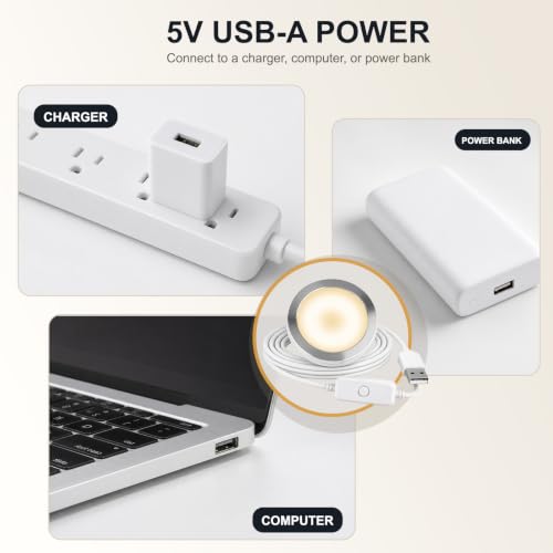 5 Set 3D Printer LED Lamp Kit 001, Compatible with Bambu lab H2D/A1/A1mini/P1S/P1P/X1C Makerworld Maker's Supply Hardware kit 5V USB Powered, 3000K Warm Light 3000K Wram Light 5