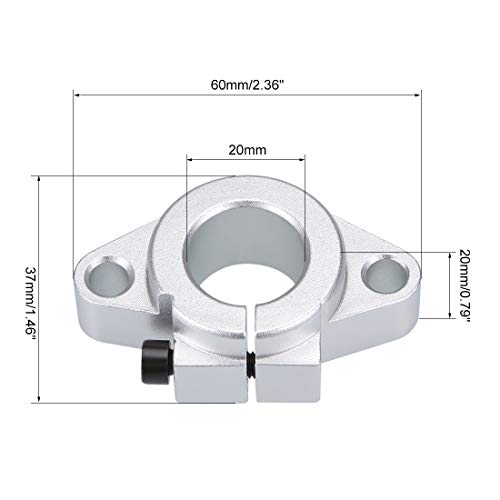 sourcing map 20mm Shaft Support SHF20 Flange Mount Linear Motion Slide Rail Guide Blocks for CNC 3D Printer (Pack of 2)