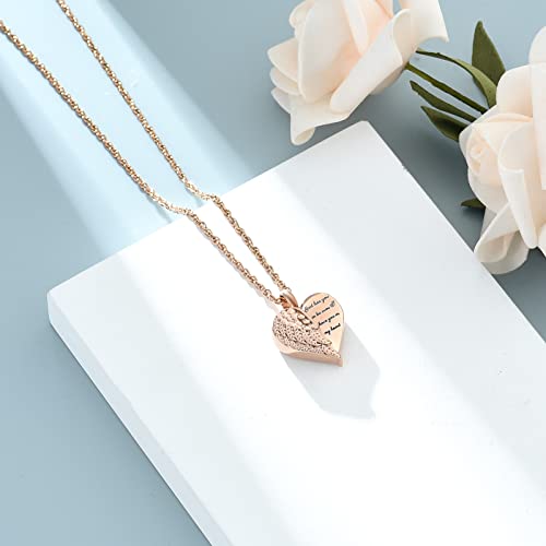 shajwo Cremation Heart Urn Necklace Ashes Jewelry for Women Men Keepsake Pendant Memorial Locket Ash Holder Wing-Rose Gold