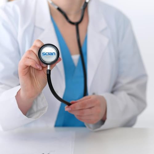 Scian Lightweight Stethoscope for Doctors, Nurses, Students, Adults, Single Head Stethoscopes with Black Tube, Silver Chestpiece Headset for Home Use (Black)