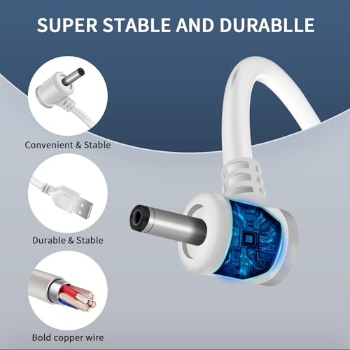 Charge Cords 30ft for Ring Weatherproof Indoor Outdoor Charging Cable with Quick 2Amp Power Adapter for Ring Stick Up Cam Battery 3rd Gen/2nd Gen & Spotlight Cam Battery (White,2 Pack) 2 Pack(30FT) White-For Ring