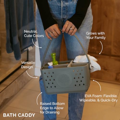 Parker Baby Co. Quick-Dry Bath Caddy Organizer with Handle - Snow, Regular