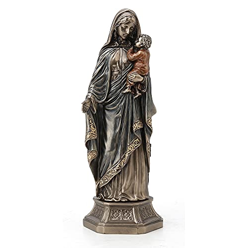 Veronese Design 7 7/8 Inch Tall Madonna and Baby Jesus Triptych Religious Decor Gift Cold Cast Bronzed Resin Faith Collecitbles Nativity Design 3 x 2 3/4 x 7 7/8 Inch Bronze