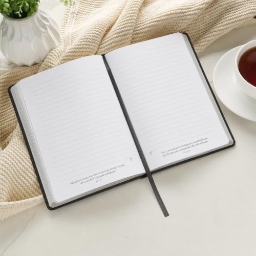 Christian Art Gifts Inspirational Journal, Trust in the Lord Wide Ruled Notebook, Prov. 3:5 Bible Verse, Gray Vegan Leather, 336 Lined Pages w/scripture, (8.6” x 6.1” x .9”)