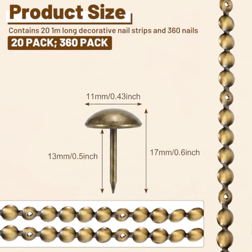 Bnuxpuuo 65.6ft D11mm upholstery tack strip with decorative furniture nail strips