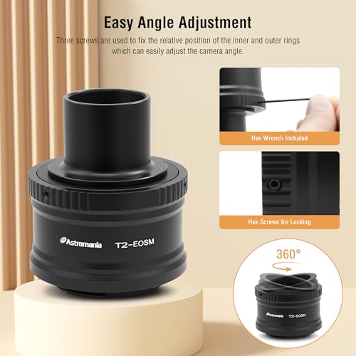 Astromania T T2 Lens Mount Ring and T Adapter for Canon EOS-M Camera System Ring Set for Canon EOS-M