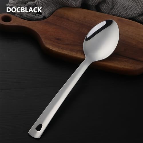 DOCBLACK 13 Inch Serving Spoons Set of 6, Heavy Duty Stainless Steel Buffet Spoons with Long Handle for Kitchen, Restaurant, Party, Dishwasher Safe (Silver, 6PCS) Silver 6PCS 13 inches